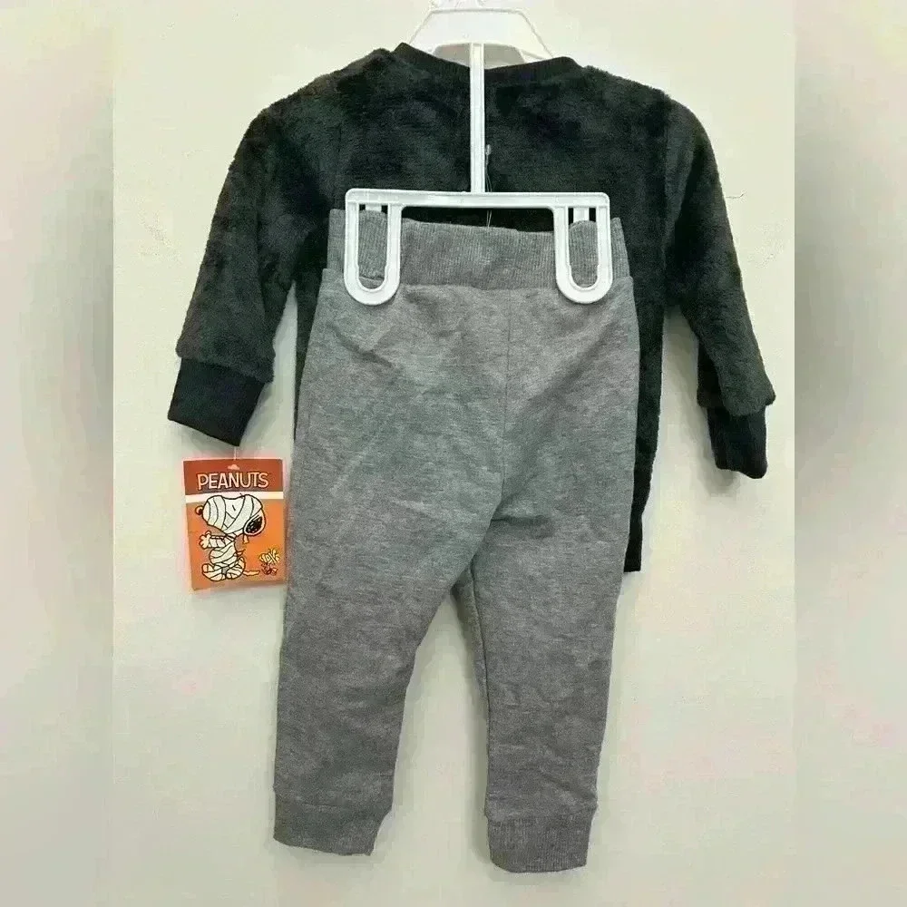 Peanuts Halloween Snoopy Faux Fur Fleece Sweatshirt Pants Baby Outfit 18M NWT